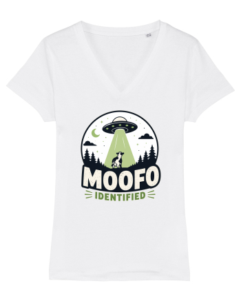 Moofo Identified Funny UFO Cow Alien Abduction Retro Sci Fi Humor White