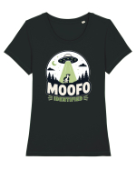 Moofo Identified Funny UFO Cow Alien Abduction Retro Sci Fi Humor Tricou mânecă scurtă guler larg fitted Damă Expresser
