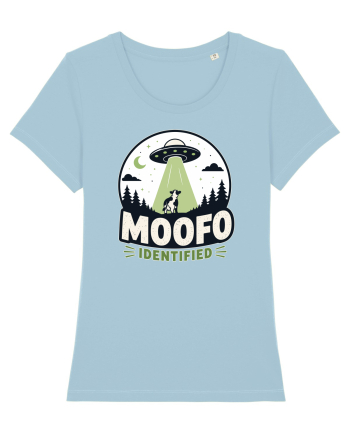 Moofo Identified Funny UFO Cow Alien Abduction Retro Sci Fi Humor Sky Blue