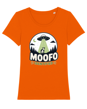 Moofo Identified Funny UFO Cow Alien Abduction Retro Sci Fi Humor Bright Orange