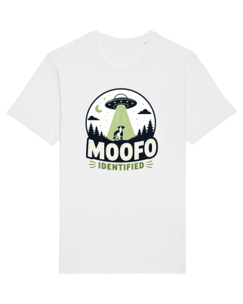 Moofo Identified Funny UFO Cow Alien Abduction Retro Sci Fi Humor White