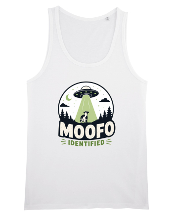 Moofo Identified Funny UFO Cow Alien Abduction Retro Sci Fi Humor White
