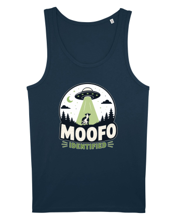 Moofo Identified Funny UFO Cow Alien Abduction Retro Sci Fi Humor Navy