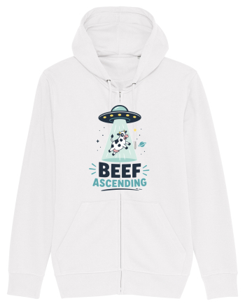 Beef Ascending Funny UFO Cow Alien Abduction Retro Sci Fi Humor White