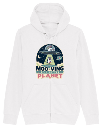 Ma mut pe alta planeta. Moo-Ving To A Better Planet Funny Unicorn UFO Cow White