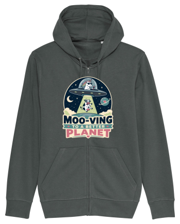 Ma mut pe alta planeta. Moo-Ving To A Better Planet Funny Unicorn UFO Cow Anthracite