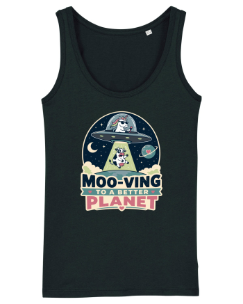 Ma mut pe alta planeta. Moo-Ving To A Better Planet Funny Unicorn UFO Cow Black