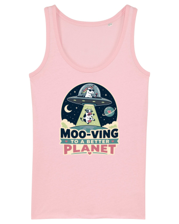 Ma mut pe alta planeta. Moo-Ving To A Better Planet Funny Unicorn UFO Cow Cotton Pink