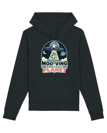 Ma mut pe alta planeta. Moo-Ving To A Better Planet Funny Unicorn UFO Cow Black