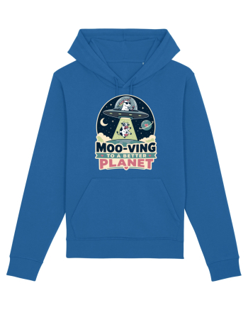Ma mut pe alta planeta. Moo-Ving To A Better Planet Funny Unicorn UFO Cow Royal Blue