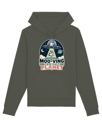 Ma mut pe alta planeta. Moo-Ving To A Better Planet Funny Unicorn UFO Cow Khaki