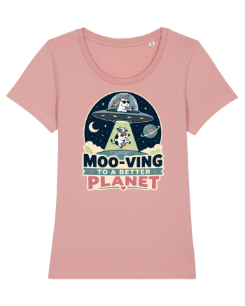 Ma mut pe alta planeta. Moo-Ving To A Better Planet Funny Unicorn UFO Cow Canyon Pink