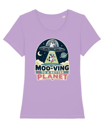 Ma mut pe alta planeta. Moo-Ving To A Better Planet Funny Unicorn UFO Cow Lavender Dawn