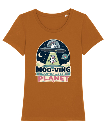 Ma mut pe alta planeta. Moo-Ving To A Better Planet Funny Unicorn UFO Cow Roasted Orange