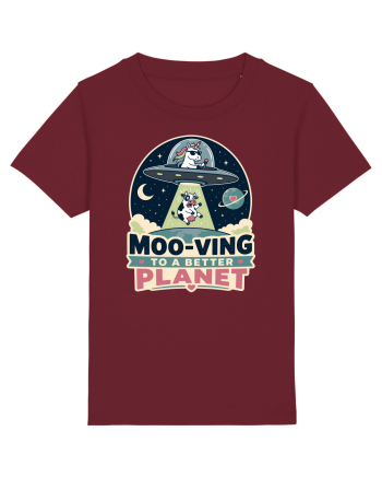 Ma mut pe alta planeta. Moo-Ving To A Better Planet Funny Unicorn UFO Cow Burgundy