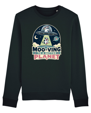 Ma mut pe alta planeta. Moo-Ving To A Better Planet Funny Unicorn UFO Cow Black