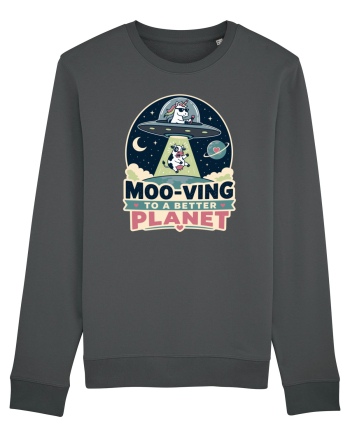 Ma mut pe alta planeta. Moo-Ving To A Better Planet Funny Unicorn UFO Cow Anthracite