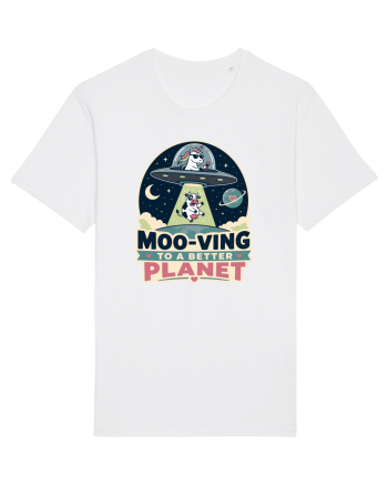Ma mut pe alta planeta. Moo-Ving To A Better Planet Funny Unicorn UFO Cow White