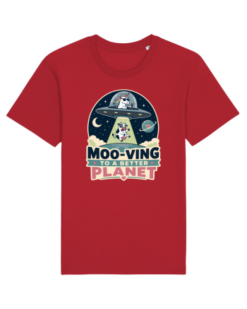 Ma mut pe alta planeta. Moo-Ving To A Better Planet Funny Unicorn UFO Cow Red