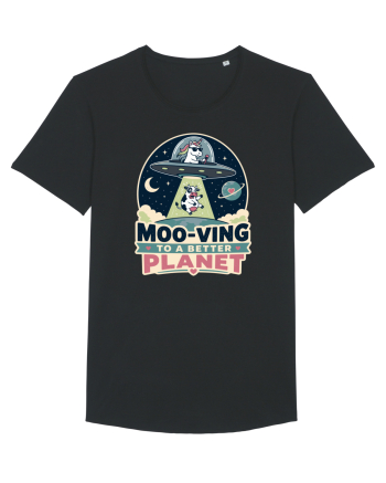 Ma mut pe alta planeta. Moo-Ving To A Better Planet Funny Unicorn UFO Cow Black