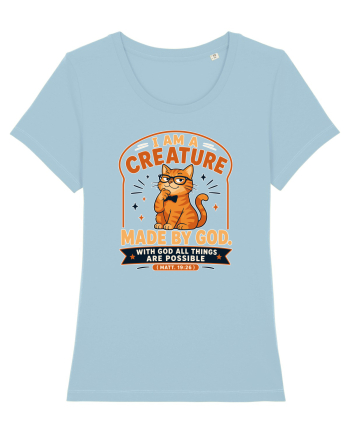 Cu pisici si religie. Christian Cat Lover Faith Apparel for Cat Owners Matt Sky Blue