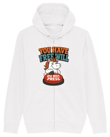 You Have Free Will Do Not Press Funny Unicorn Philosophy Humor White