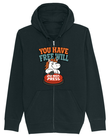 You Have Free Will Do Not Press Funny Unicorn Philosophy Humor Black