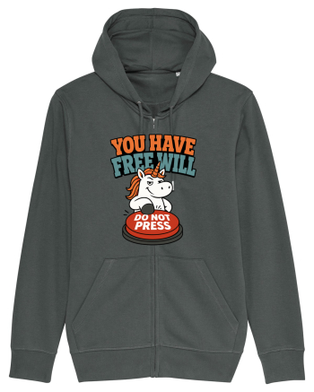 You Have Free Will Do Not Press Funny Unicorn Philosophy Humor Anthracite