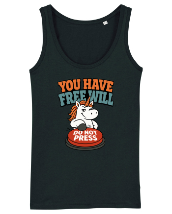 You Have Free Will Do Not Press Funny Unicorn Philosophy Humor Black