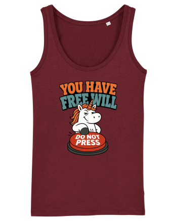 You Have Free Will Do Not Press Funny Unicorn Philosophy Humor Burgundy