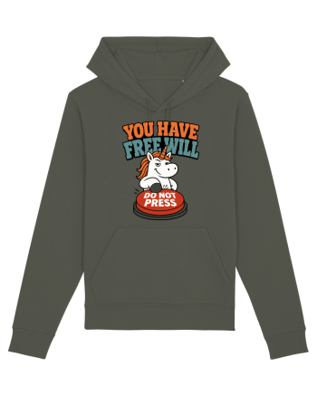 You Have Free Will Do Not Press Funny Unicorn Philosophy Humor Khaki