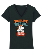 You Have Free Will Do Not Press Funny Unicorn Philosophy Humor Tricou mânecă scurtă guler V Damă Evoker