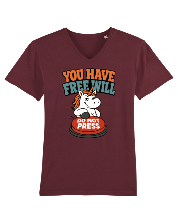 You Have Free Will Do Not Press Funny Unicorn Philosophy Humor Burgundy