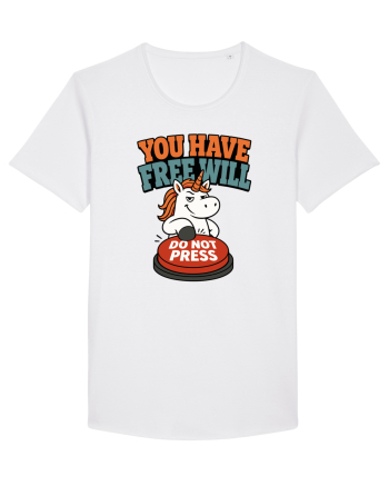 You Have Free Will Do Not Press Funny Unicorn Philosophy Humor White