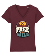 You Have Free Will Funny Philosophy Humor Unicorn Graphic Tricou mânecă scurtă guler V Damă Evoker