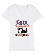 Funny Cat Lover Quote Disrespectful Cat Humor Sarcastic Feline Owner Tricou mânecă scurtă guler V Damă Evoker