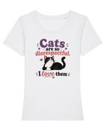 Funny Cat Lover Quote Disrespectful Cat Humor Sarcastic Feline Owner Tricou mânecă scurtă guler larg fitted Damă Expresser