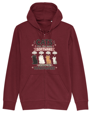 Funny Programmer Cat Lover Coding Humor Software Hardware Cat Quote Burgundy