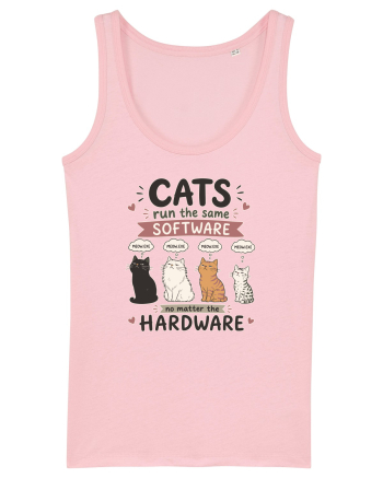 Funny Programmer Cat Lover Coding Humor Software Hardware Cat Quote Cotton Pink