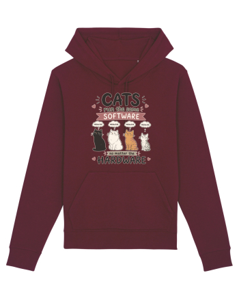 Funny Programmer Cat Lover Coding Humor Software Hardware Cat Quote Burgundy