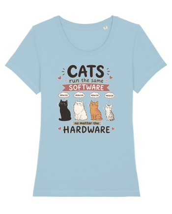 Funny Programmer Cat Lover Coding Humor Software Hardware Cat Quote Sky Blue