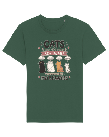 Funny Programmer Cat Lover Coding Humor Software Hardware Cat Quote Bottle Green