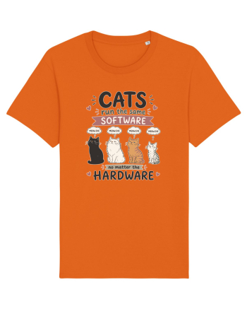 Funny Programmer Cat Lover Coding Humor Software Hardware Cat Quote Bright Orange