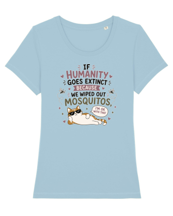 Funny Mosquito Hater Cat Lover Quote Anti Mosquito Humor Sky Blue