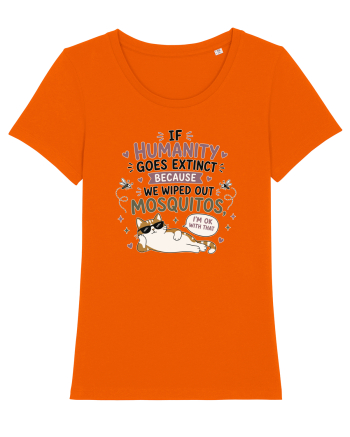 Funny Mosquito Hater Cat Lover Quote Anti Mosquito Humor Bright Orange