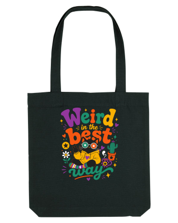 Funny Black Cat Hippie Quote Weird In The Best Way Retro Cat Humor Black