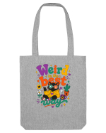 Funny Black Cat Hippie Quote Weird In The Best Way Retro Cat Humor Sacoșă textilă