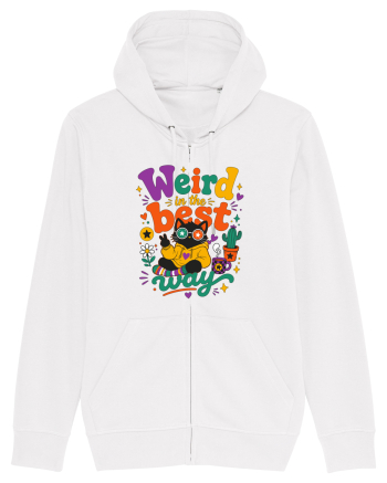Funny Black Cat Hippie Quote Weird In The Best Way Retro Cat Humor White