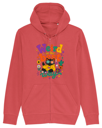 Funny Black Cat Hippie Quote Weird In The Best Way Retro Cat Humor Carmine Red