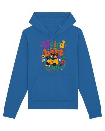 Funny Black Cat Hippie Quote Weird In The Best Way Retro Cat Humor Royal Blue
